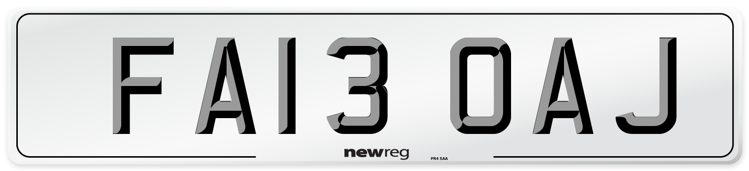 FA13 OAJ Number Plate from New Reg